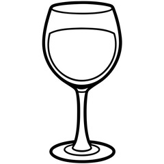 Sleek Wine Glass Outline Vector Illustration