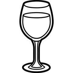 Sleek Wine Glass Outline Vector Illustration