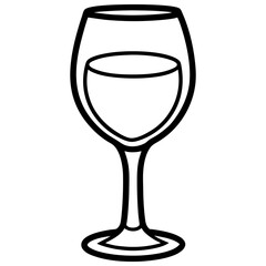 Sleek Wine Glass Outline Vector Illustration