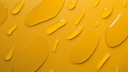Golden Raindrops Gleam Vibrantly on Smooth Surface. AI Generated