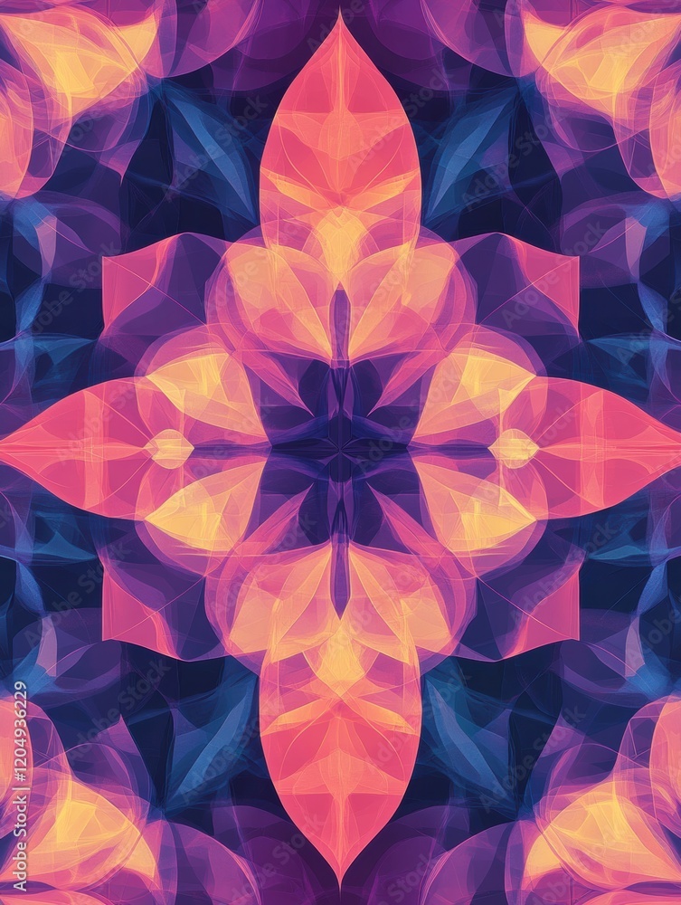 Aufkleber Colorful abstract design featuring geometric patterns with vibrant hues in a symmetrical arrangement. Generative AI