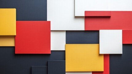 Colorful abstract wall art featuring geometric shapes in various colors arranged in a modern design. Generative AI