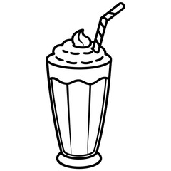 Smooth Milkshake Outline Vector Art