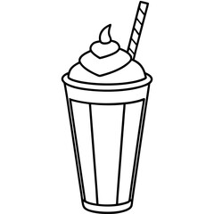 Smooth Milkshake Outline Vector Art