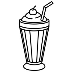 Smooth Milkshake Outline Vector Art