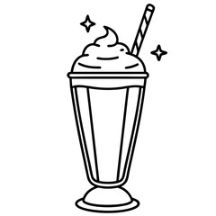Smooth Milkshake Outline Vector Art
