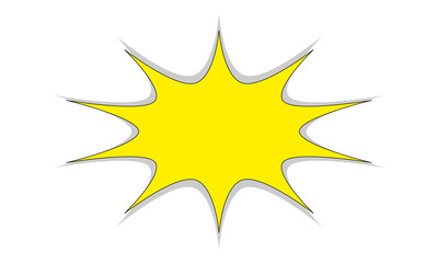 starburst yellow speech bubbles or baloon for comic design illustration. Comic burst, bursting star sticker, vector boom or explotion. communication concept 