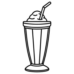 Smooth Milkshake Outline Vector Art