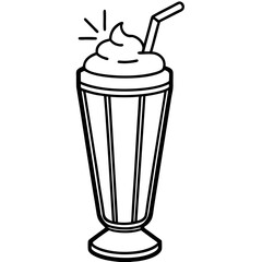 Smooth Milkshake Outline Vector Art