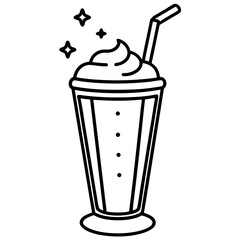Smooth Milkshake Outline Vector Art