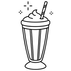 Smooth Milkshake Outline Vector Art