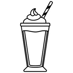 Smooth Milkshake Outline Vector Art