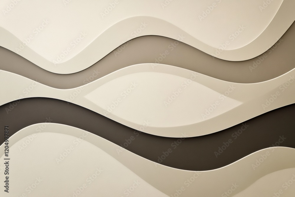Poster decorative wall design featuring smooth waves of neutral colors in modern interior space. generative
