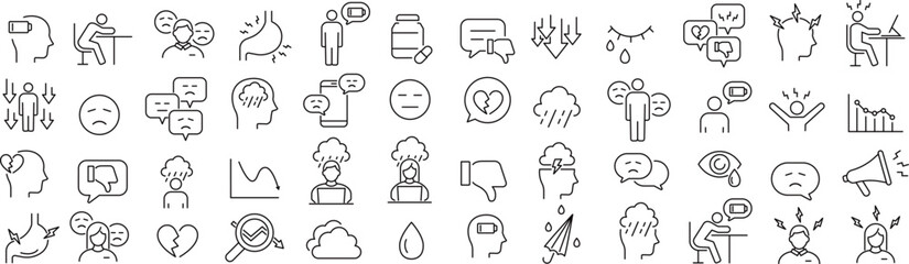 ベクターでモノクロのネガティブに関する線画アイコンセット
