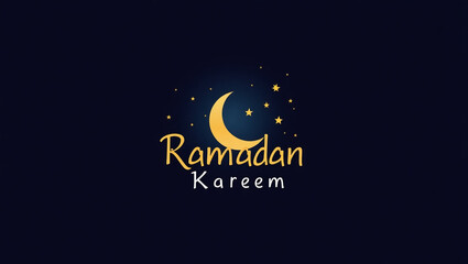 Ramadan Kareem Greeting: Elegant crescent moon and stars design with the calligraphy 