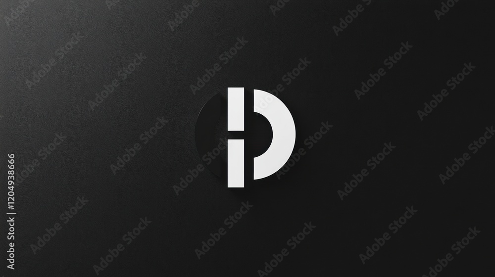 Poster Minimalist logo design featuring a circular element and stylized initials in a black and white color scheme. Generative AI