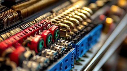 A close-up shot of automotive electrical parts such as relays, fuses, and wiring displayed in an auto parts business