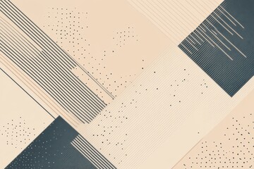 Abstract geometric design featuring lines and shapes in muted colors with intricate patterns and textures. Generative AI