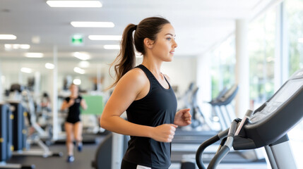 Australian woman doing exercise workout in a modern gym equipment, healthy lifestyle