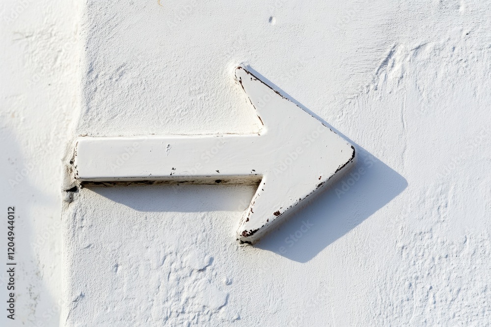 Aufkleber Directional arrow on white wall indicating the way forward for pedestrians in urban setting. Generative AI