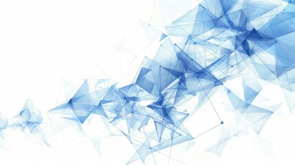 A futuristic blue wireframe background featuring triangle shapes and a plexus effect, presented as a vector illustration on a clean white background.

