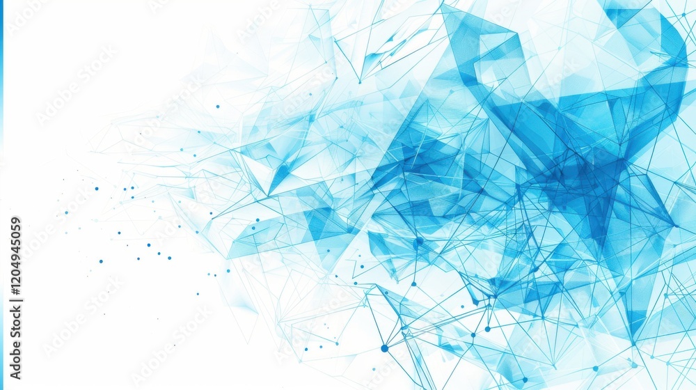 Poster a futuristic blue wireframe background featuring triangle shapes and a plexus effect, presented as a