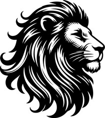 Obraz premium Stylized Lion Head Illustrations in Black Vector Design