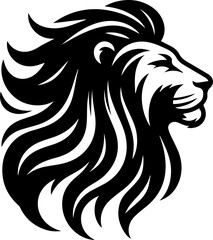 Stylized Lion Head Illustrations in Black Vector Design