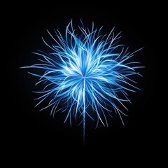 Fototapeta premium Abstract Blue Glowing Flower on Black Background - Digital Art