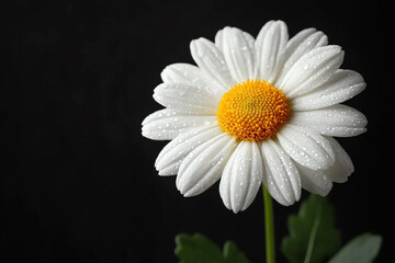 Dew Drops Adorn A Single White Daisy Flower
