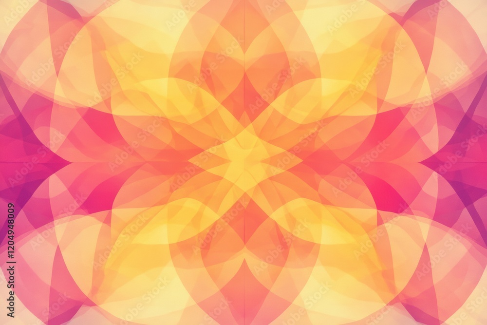 Poster Colorful abstract design showcasing vibrant hues blending together in symmetrical patterns with soft gradients. Generative AI