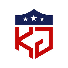 Patriotic KJ Logo Design. Letter KJ Patriotic American Logo Design for Political Campaign and any USA Event.