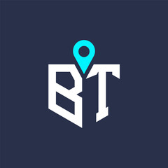 BT Location Logo Design for Recruitment and Navigation - Letter BT Logo Vector Icon