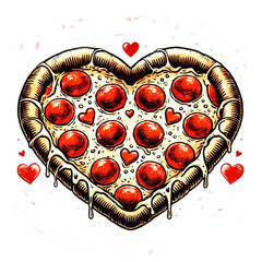 Heart-shaped pizza pepperoni, cheese crust love hearts Valentine's Day