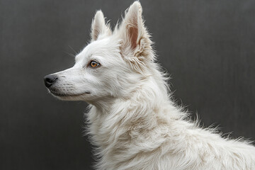 Obraz premium A White Fluffy Dog Looking Pensively Sideways