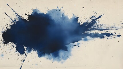 Obraz premium Abstract Blue Ink Splashes on Beige Canvas