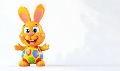 Cheerful Easter bunny, studio shot, white background, springtime announcement