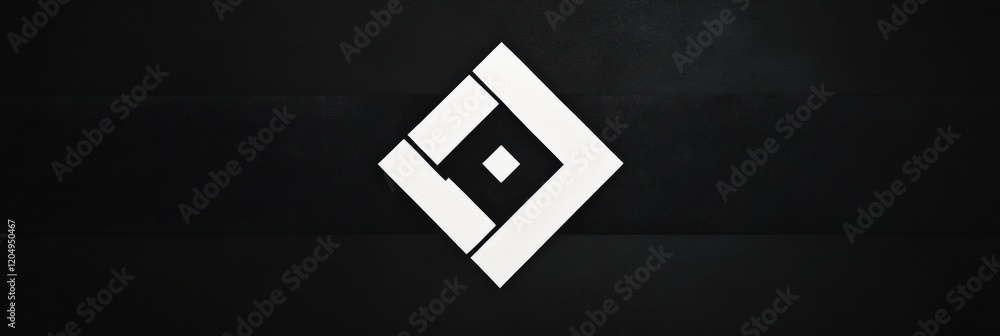 Poster Graphic design featuring a modern geometric shape set against a dark background with contrasting white elements. Generative AI