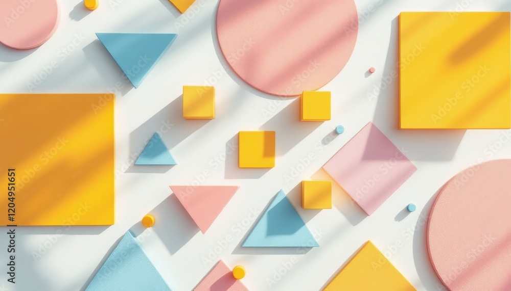Poster abstract geometric pattern with colorful shapes in soft sunlight