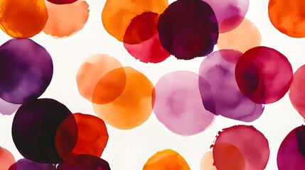 Abstract Watercolor Circles in Warm Hues