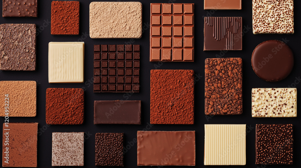 Poster a collection of chocolate bars with different shapes and sizes