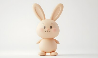 Obraz premium Cute 3D Bunny Studio Shot, White Background, Easter