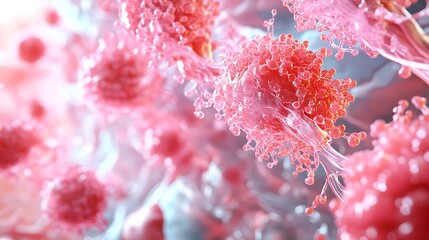 Close-up of Pink and White Abstract Shapes with a Focus on a Large, Central Structure