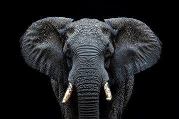 Fototapeta premium Majestic African Elephant Portrait Against Black Background