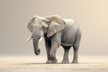 Obraz premium Majestic African Elephant Walking Across Dusty Plain
