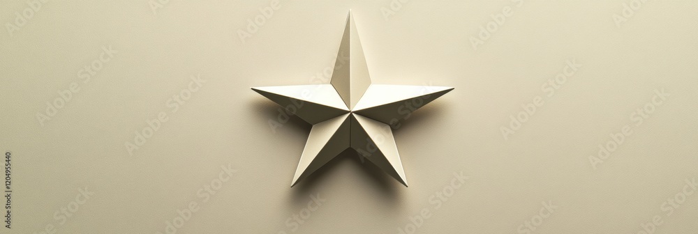 Poster Decorative white five point star displayed on a smooth beige background in a minimalist setting. Generative AI