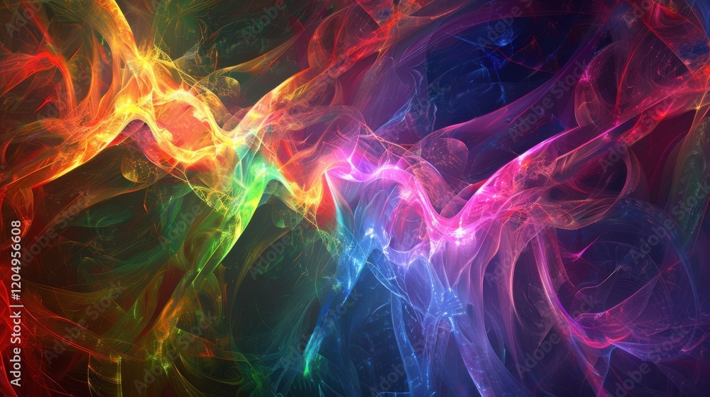 Poster a computer-generated abstract fractal artwork featuring vibrant, colorful patterns, ideal for creati