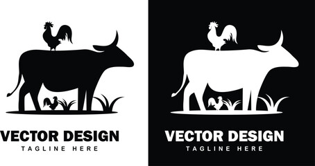 A cow Icon, Design, Vector Illustration, Silhouette