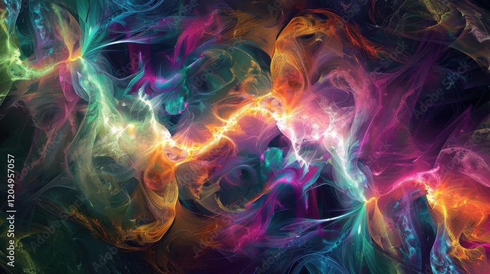 Poster a computer-generated abstract fractal artwork featuring vibrant, colorful patterns, ideal for creati
