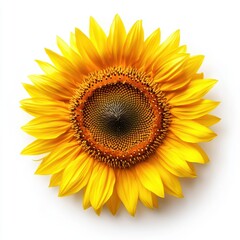 Obraz premium Vibrant Single Sunflower Isolated on White Background